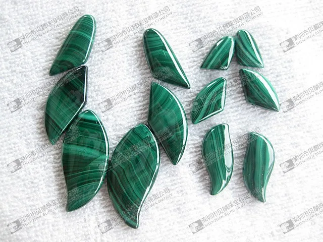Leaf Carved Malachite Beads Natural Malachite Loose Stone Beads