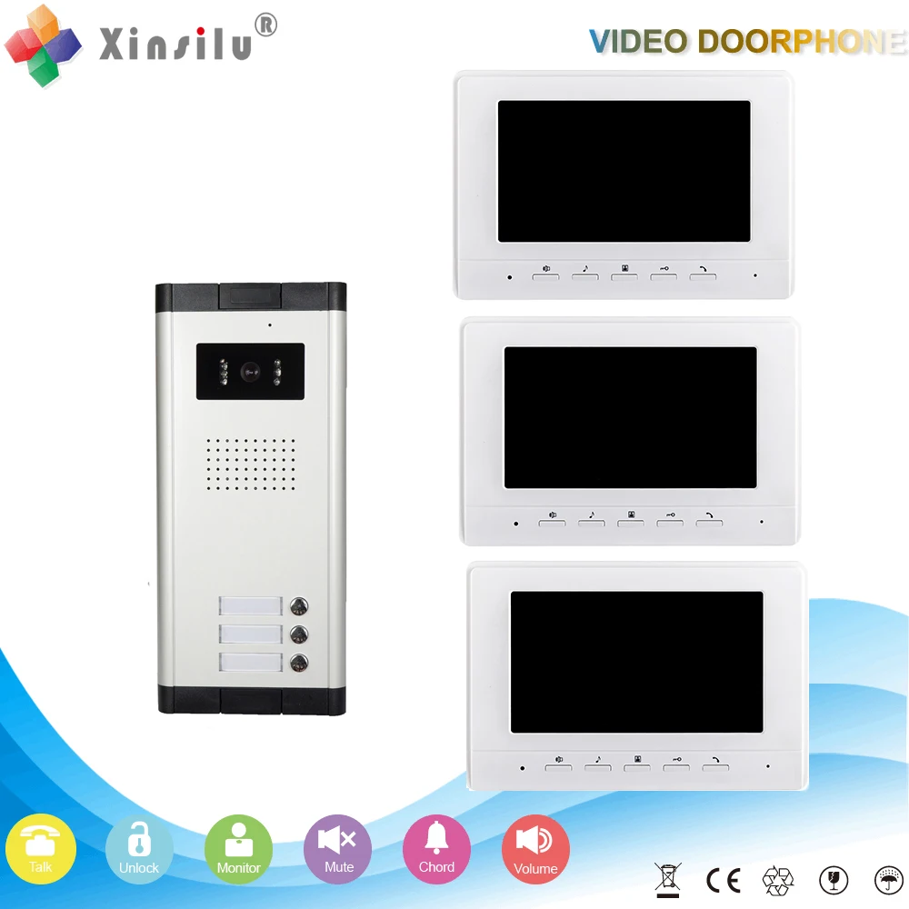 
XSL-V70H-520-1V3 multi apartments wired video door phone 7inch screen intercom system 