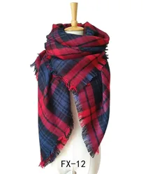 Cashmere Like 140CM Checked Pattern Lattice Square Scarf
