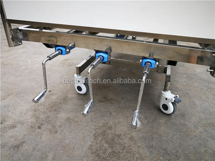 BT-AM116 3 function manual crank mechanical stainless steel hospital bed, medical adjustable nursing bed and mattress price