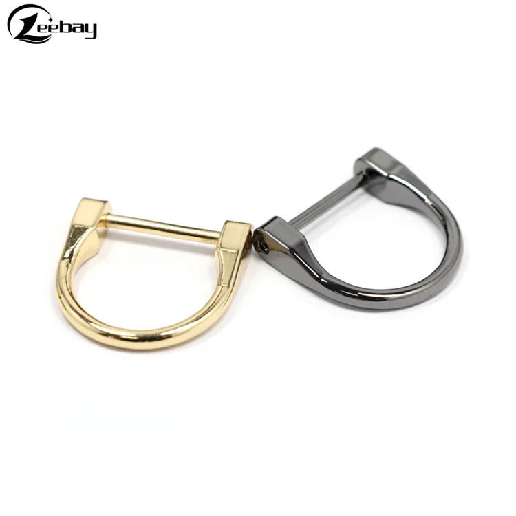 Wholesale Gold and black metal d ring for bag