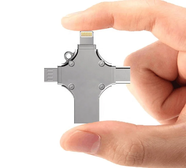 Wholesale metal cross four in one mobile phone U disk is applicable to android type-c 3.0 usb otg flash drive