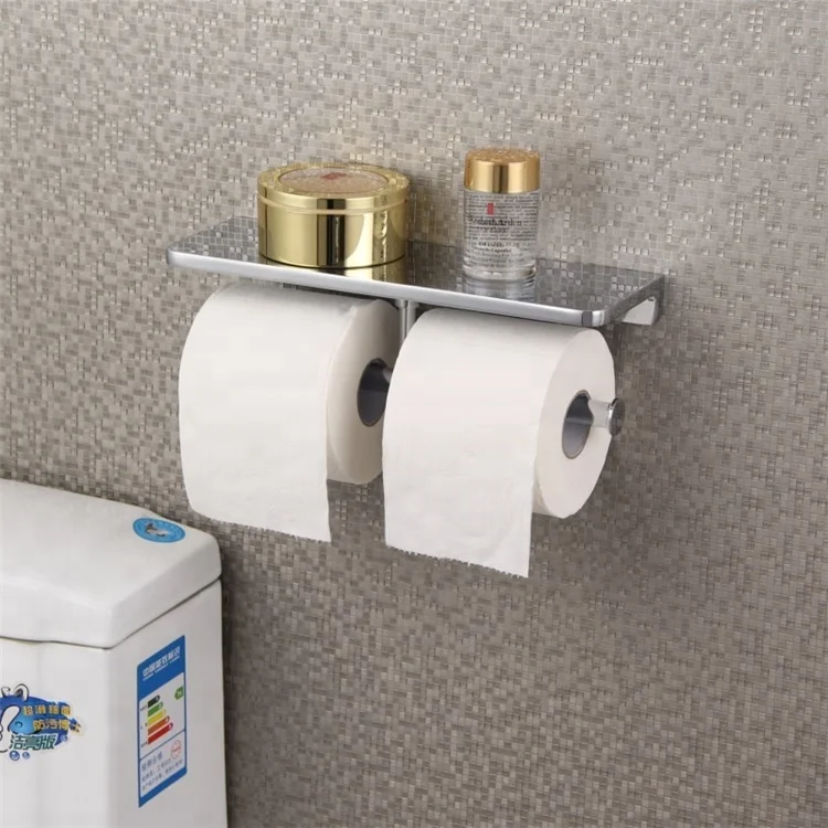 Paper Box Roll Holder Toilet Double Paper Holder Tissue Box Shelf Zinc Alloy Bathroom Accessories