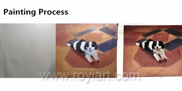 High quality photography art kitchen decor custom dog portrait oil paintings girl with dog painting on canvas from your photo