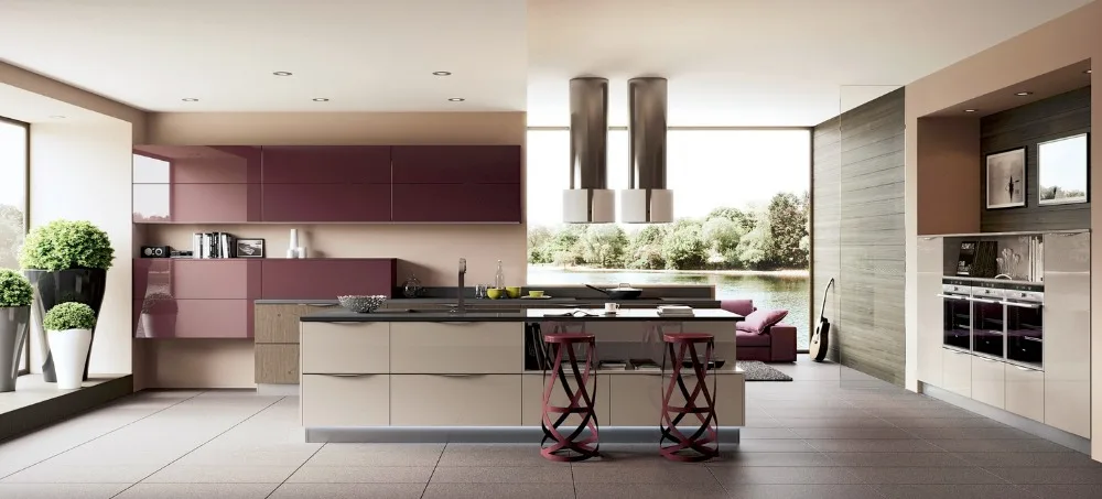 Kitchen cabinet modern design with aluminum kitchen cabinet handle