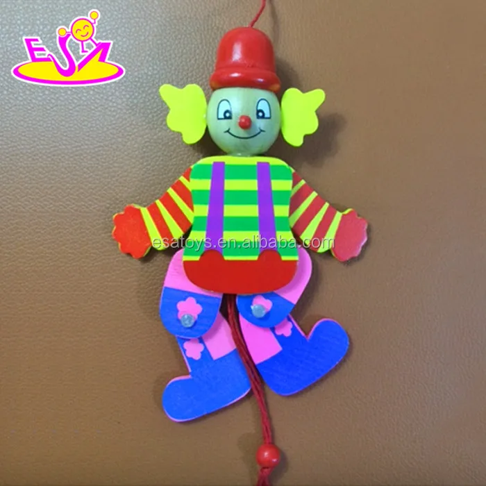 high quality kid wooden cute clown toys,best sale wooden cartoon clown doll toys,cheap toy wooden clown W02A059E