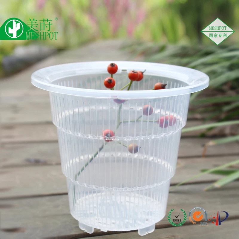 Double wall root control transparent plastic air pruning pot tropical orchid flower pot