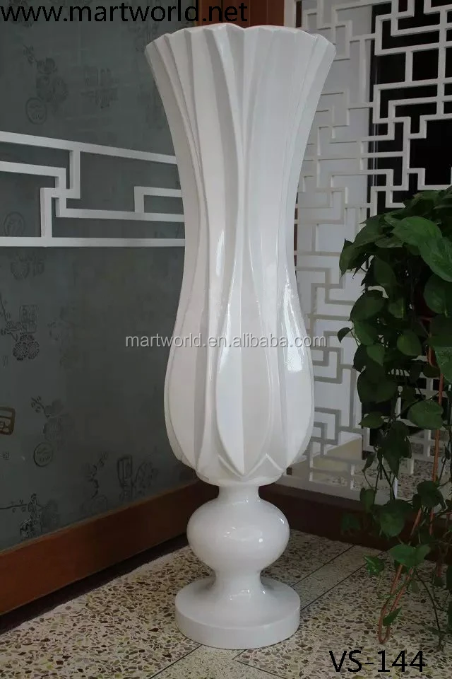 fiber glass vase centerpieces white decor  flower vase stripe large shiny vase wedding party home hotel  decoration (VS-144)