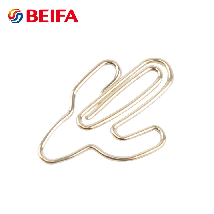Металлический зажим для бумаги Beifa Brand APH80013 золотого цвета в форме кактуса Фламинго листа