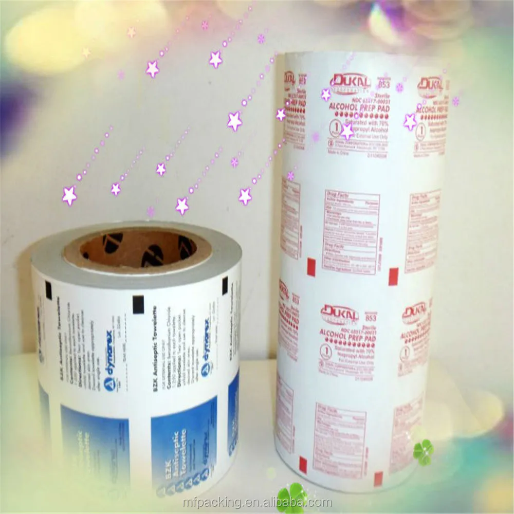 Printed High Quality Laminated Aluminum Foil/paper/pe Film For Alcohol Swab