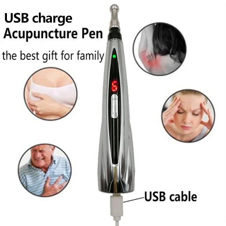 USB Rechargeable Acupuncture Meridian Point Pen Automatic Find Acupressure Therapy Massage Pen