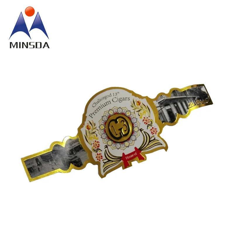 Minsda Cigar Label Custom Printing Embossed Gold Stamping Cigar Band Label