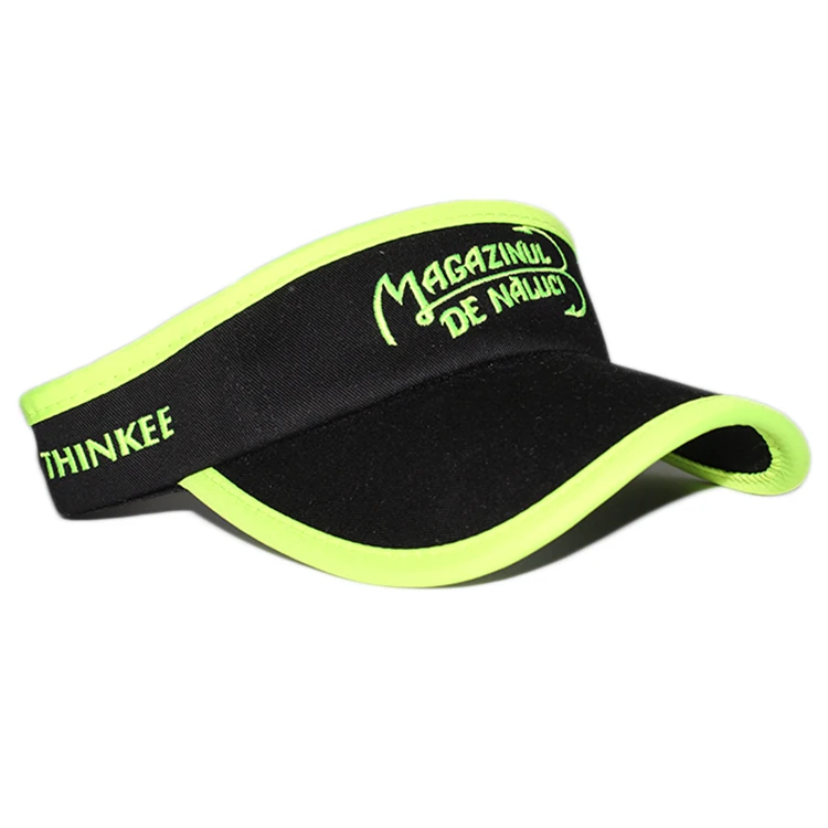 Custom embroidered sports plain black long bill large sun visor cap