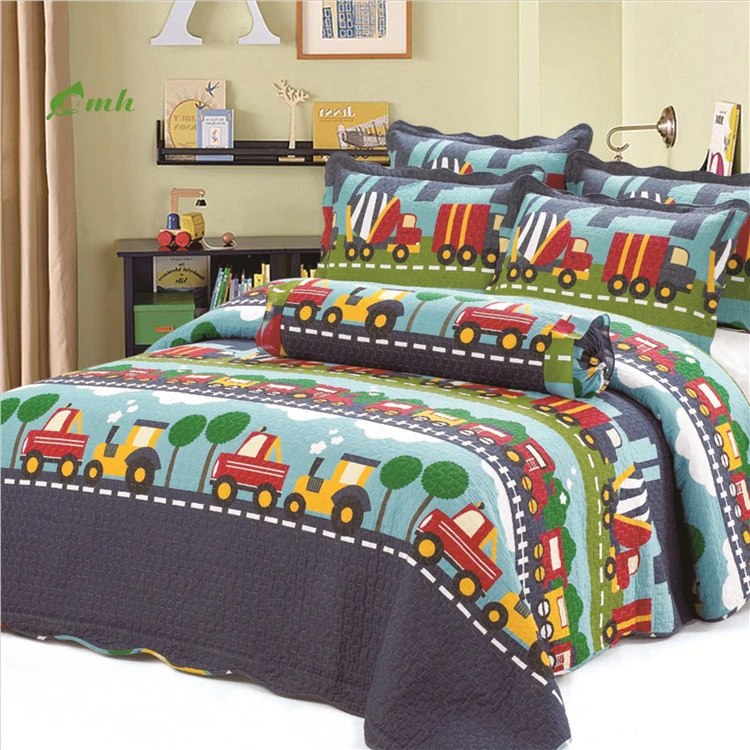 Modern Luxurious Reversible Bed Cover Queen Size Floral Printed Bedspread Coverlet