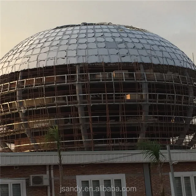 Prefab Large Space Dome Steel Structure Building/Construction With Aluminum Board Glass skylight Cover