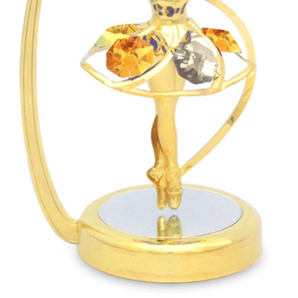 Crystocraft Levitating Magnet Rotation 24k Gold Plated Metal with Brilliant Cut Crystals Ballet Dancing Girl Ballerina Figurine