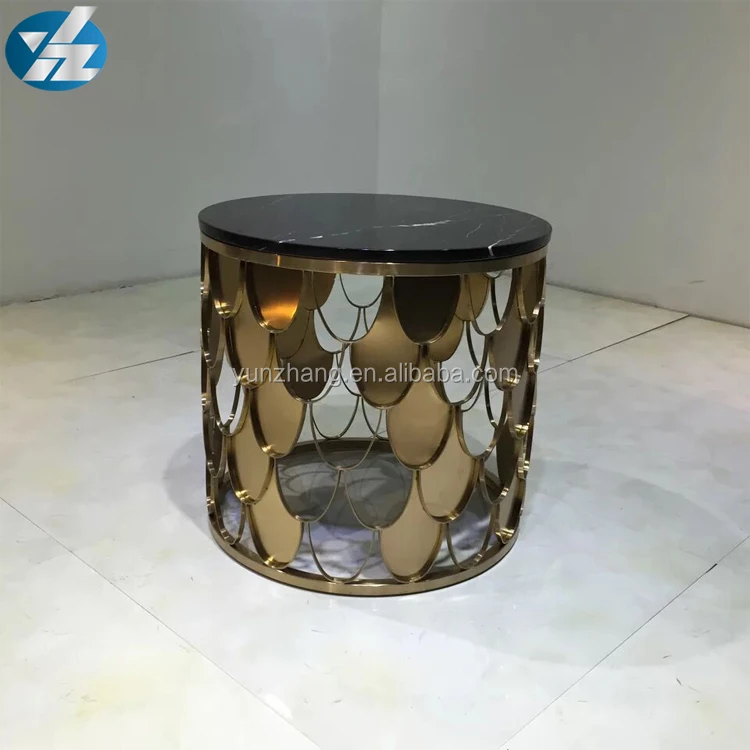 
Gold Carved Metal Base Mirror Low Mini Coffee Table 