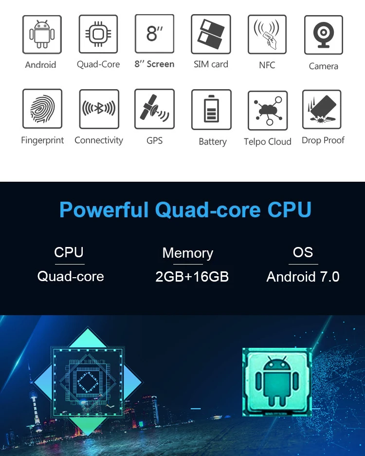 HFSecurity IP65 Rugged Portable Android Tablet with Capacitive Fingerprint Sensors