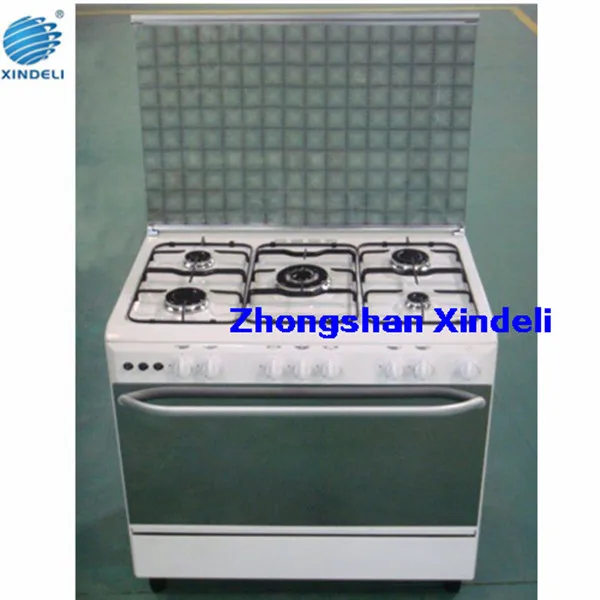 Easily Cleaned Free Standing Gas Stove with Oven White Color Table Top Gaz Oven Five burner 900mm in Kitchen Appliance