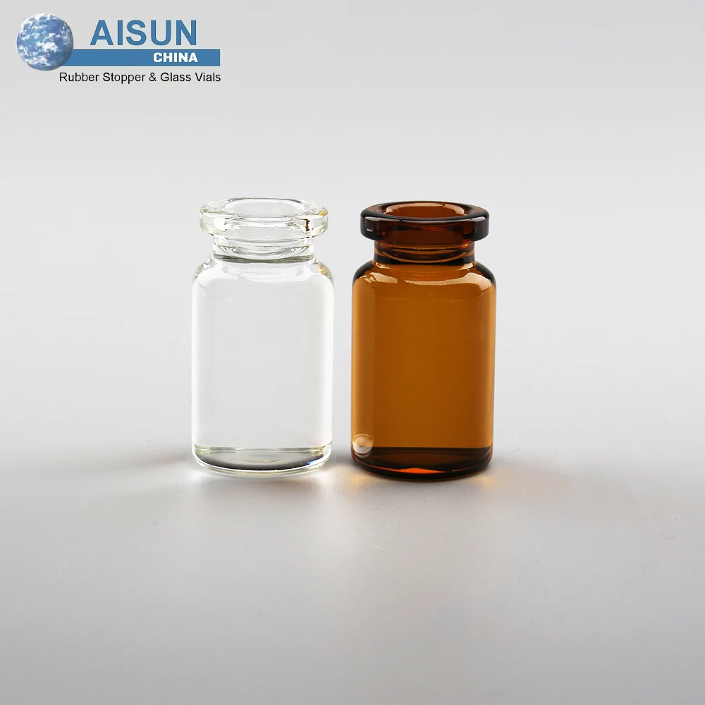 Amber or clear glass vials tubular bottles 10ml 15ml 1/2 oz 30ml with plastic tearing lids