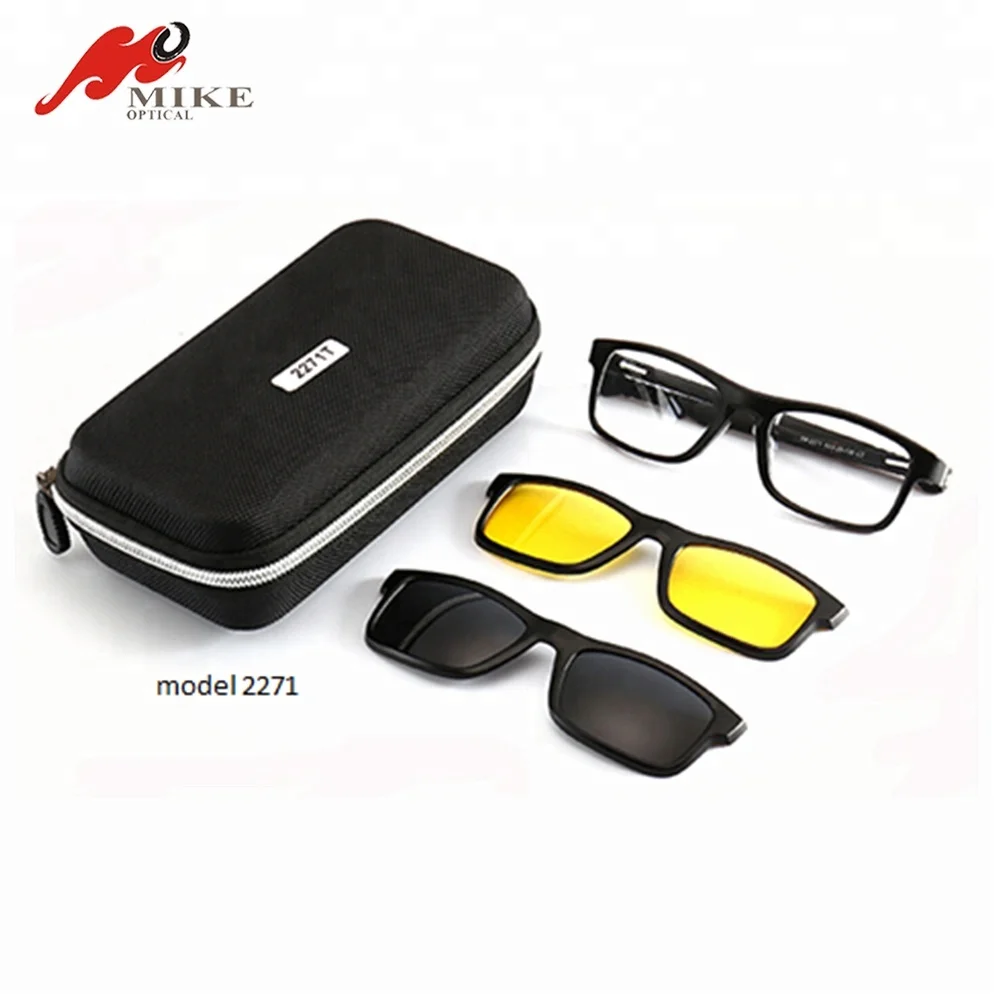 TR90 frame TAC lens magnetic clip on sunglasses with case