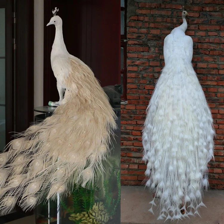 New Style Wedding Photography Welcome Area Decoration Artificial White Peacock For Exhibition