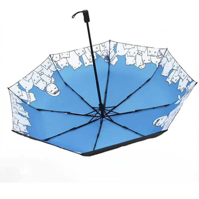 three fold umbrella uv protection branding umbrellas strong windproof umbrella factory from Xiamen Hoda