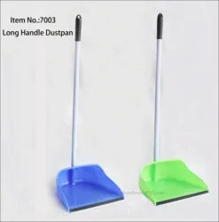 Item No.7003  long upright metal handle PP dustpan,  plastic pala with long stick, plastic shovel with handle