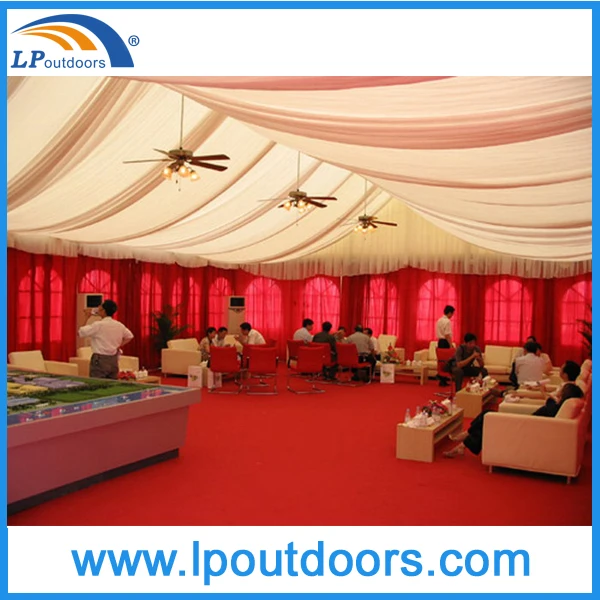 20m Large Aluminum Marquee Tent With Lining & Curtain Decoration For Outdoors Wedding Banquet Event