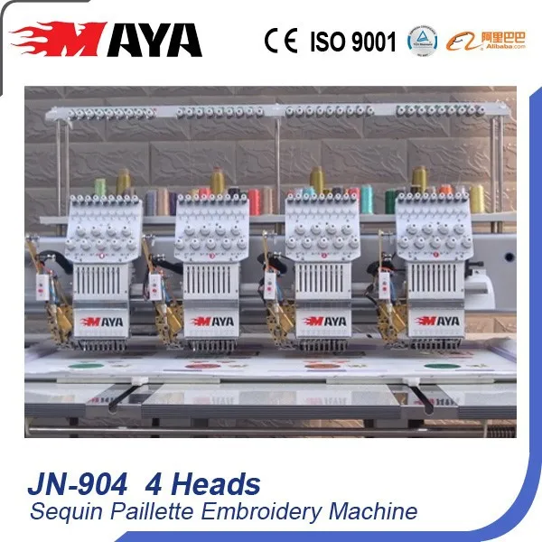 high effciency 4 heads sequin paillette embroidery machine thread flat price embroidery quilting machine for sale