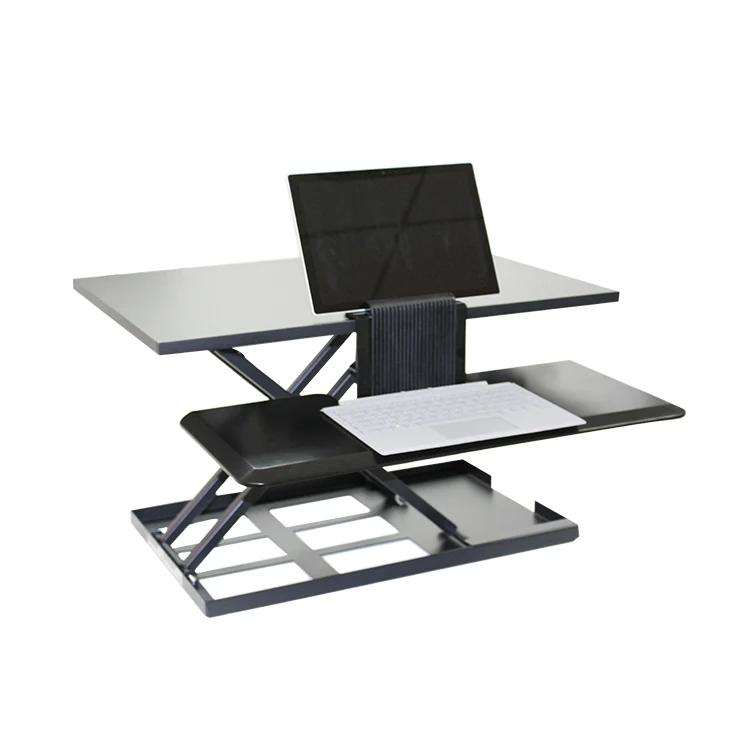 Black Bureau Pc Desk Computer Table Sit To Stand Desk Converter With Keyboard