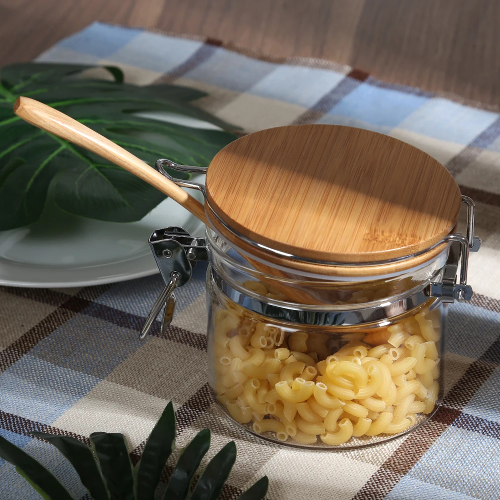 
2019 high quality factory price Bamboo Buckle cover glass jar 