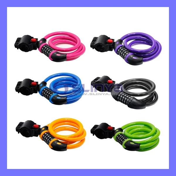 Bike Accessories Bicycle Lock Anti-lost Cable Lock Waterproof Colorful with Password