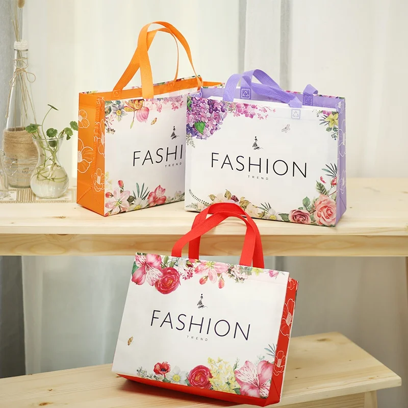 Floral Beauty Laminated Bags Reusable Eco Shopping Non-woven Shoe cloth tote Bag