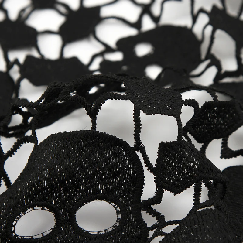 Wholesale cheap black fashion skull head breathable thin Swiss water soluble lace fabric for women
