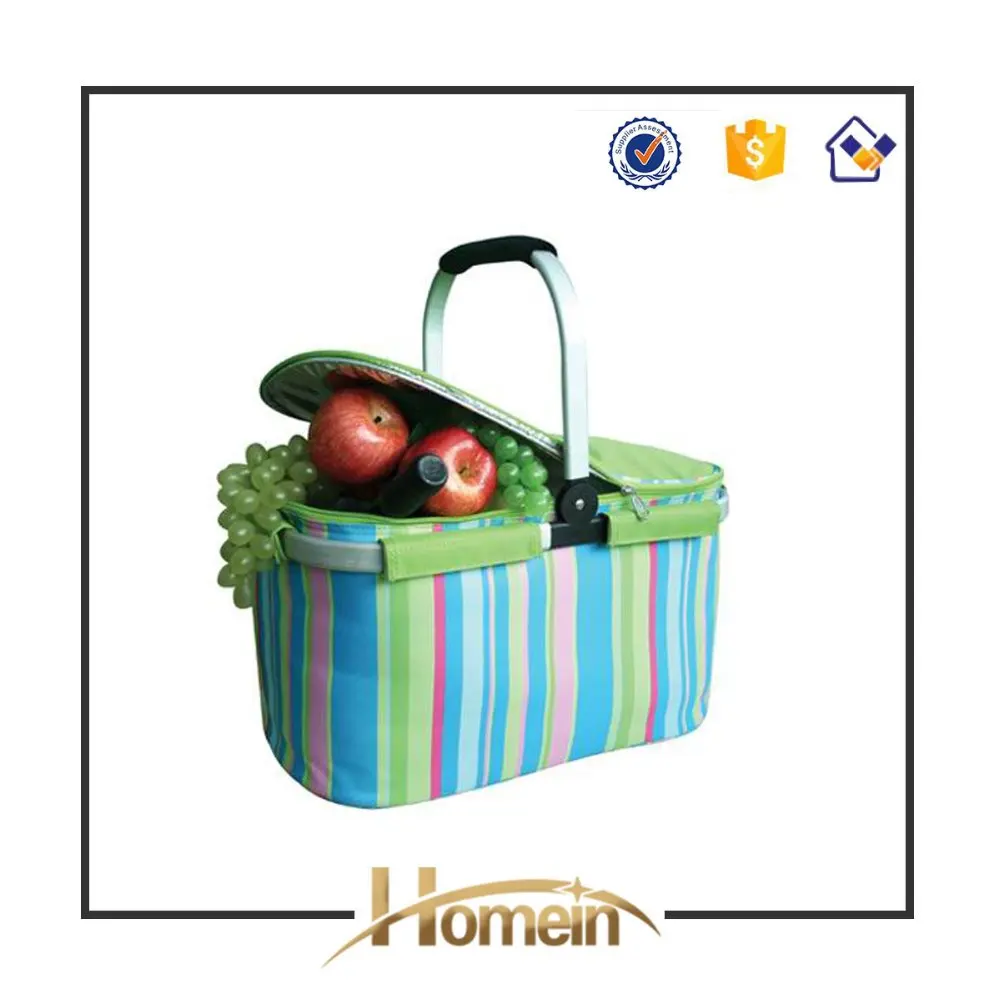 Factory good quality collapsible picnic basket, folding picnic basket