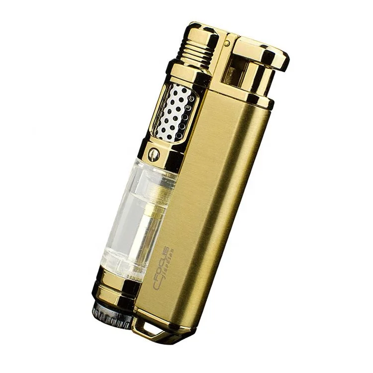Hot zinc alloy creative personality and wind proof torch lighter with gas windows