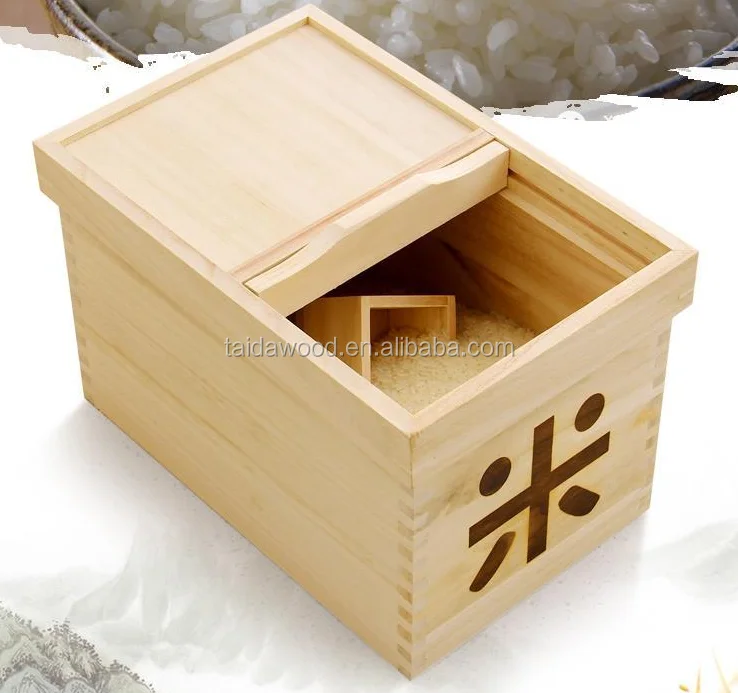 Natural paulownia wood made rice bin [paulownia solid / dehumidifying effect / insect effect]
