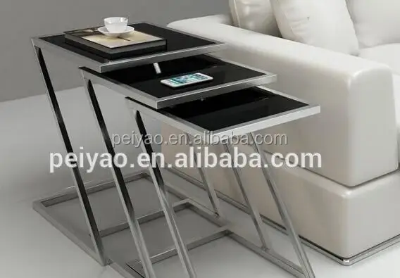 Cheap modern bed side table glass corner table sofa end table
