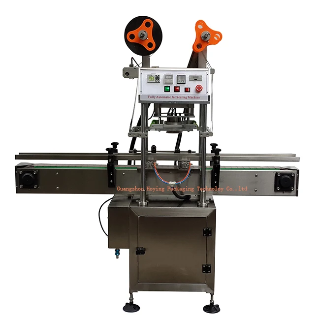 Automatic roller film thermal heat sealing machine for plastic jar bottle bucket