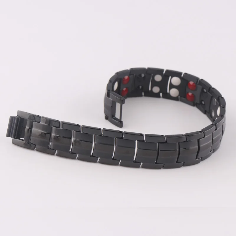 Black Plated Fashion Health Energy 316L Stainless Steel Magnetic Bio Bracelet