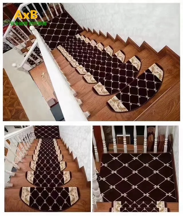 Anti-slip Floral Pattern Polyester Home Staircase Carpet Rug