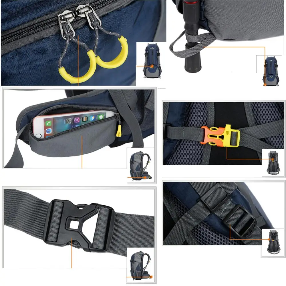 Factory Wholesale Price 50L Hiking Backpack Men Outdoor Sport Daypack Travel Waterproof Bag for Climbing Camping Touring bag