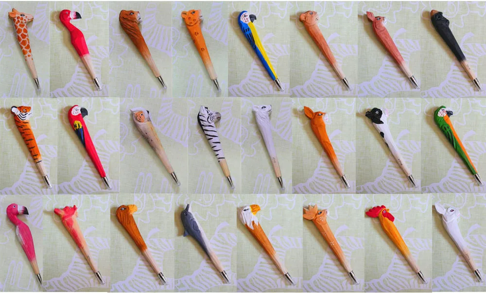
Hand-made Pen Cartoon Wood Carved Animal Shape Pen WHOLESALE WOOD CARVING HANDICRAFT GIFT CREATIVE STATIONERY 