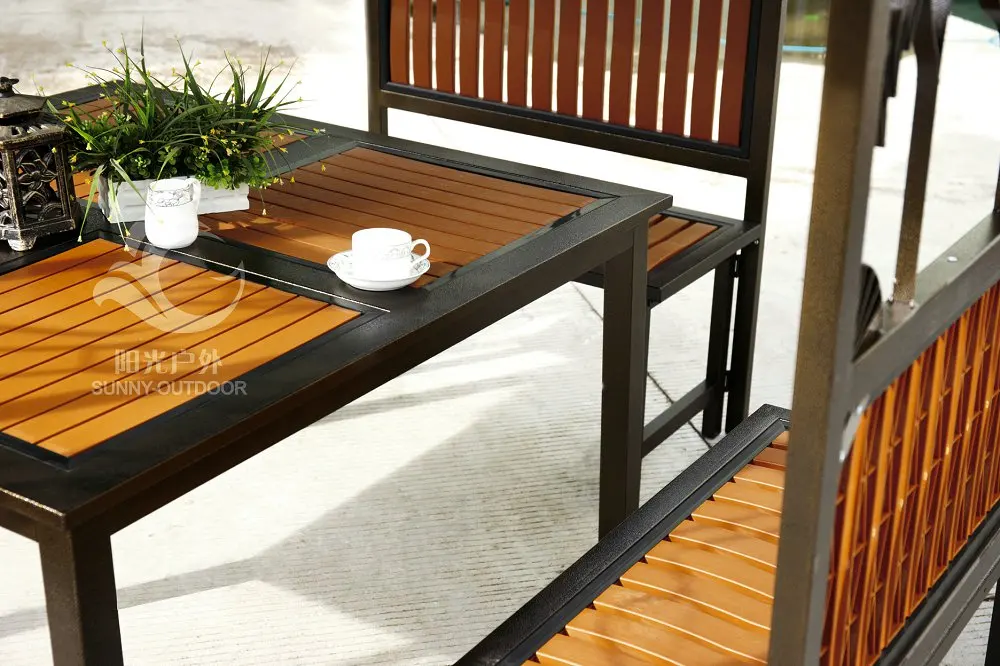 Outdoor garden waterproof iron pavilion tent with table and chairs