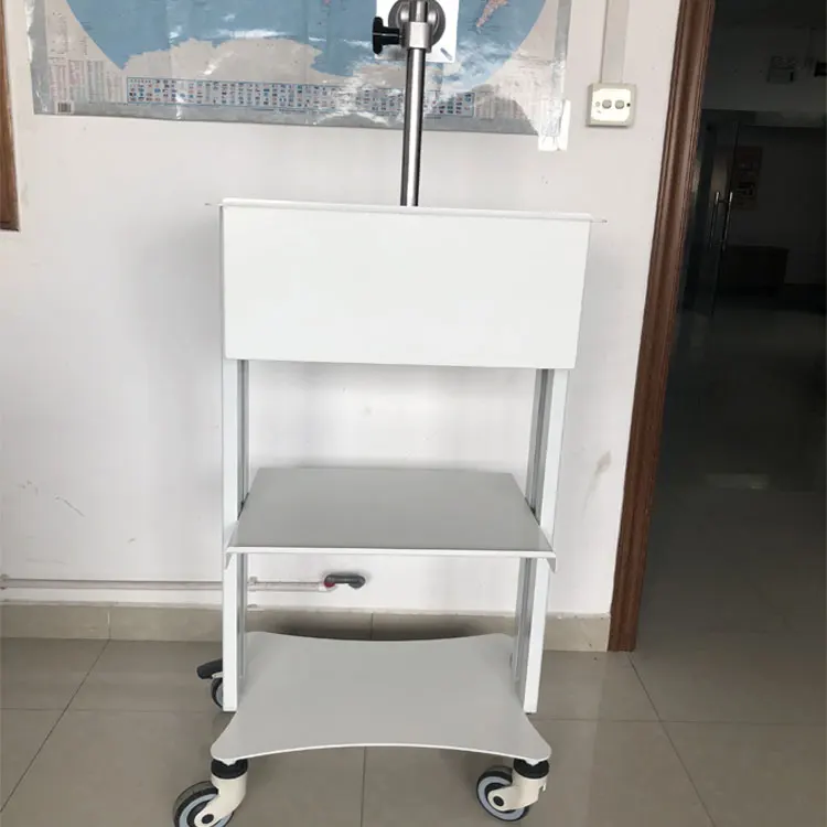 Easy Transition Built-in Handle Pull Push Travel Aluminum Frame Dual Wheel Steel Table Mobile Medical Cart