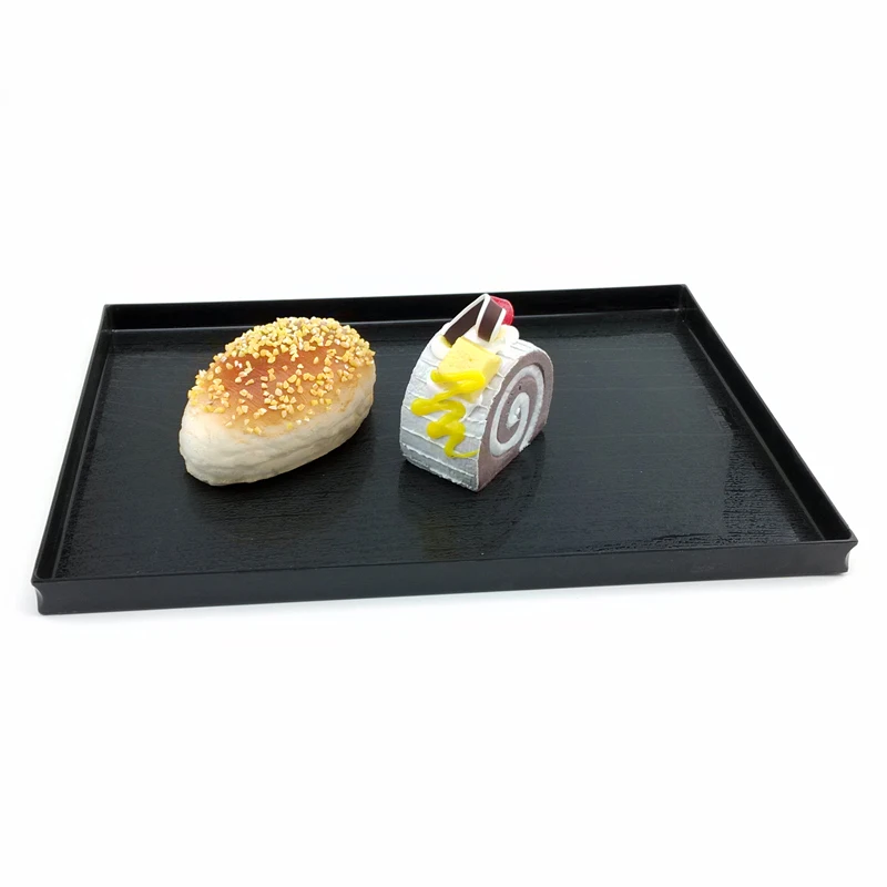Rectangle reusable black plastic ps disposable plates for different food use