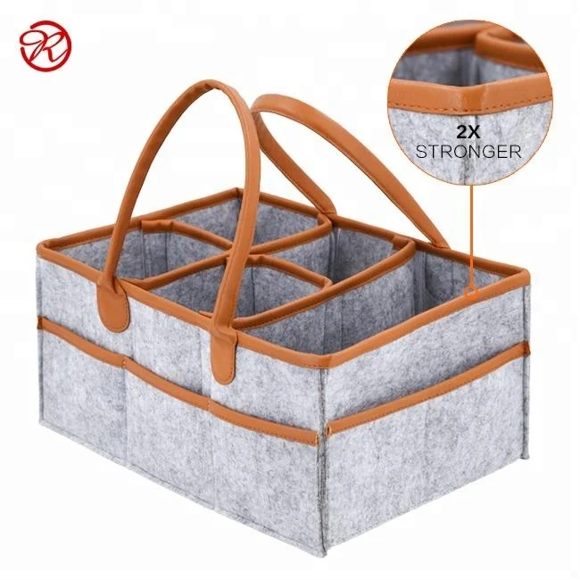 Органайзер для хранения из 100% полиэстера, очень большой фетровый детский подгузник с кожаной каймой