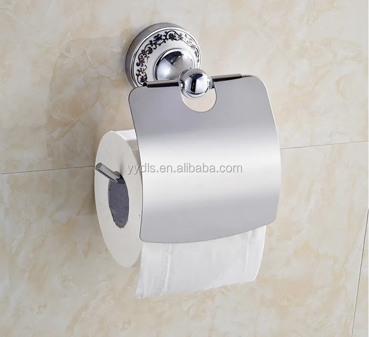 
1600-5 White Ceramic Toilet Roll Holder Stainless Steel Paper Tissue Holder 
