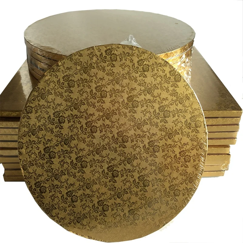 1/2inch thickness disposable gold silver corrugated cake drum